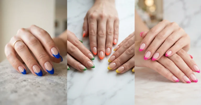 Bright French Tip Nails: Pink, Blue & Bold Color Ideas