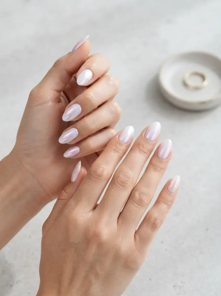 Iridescent Aurora Chrome Nails
