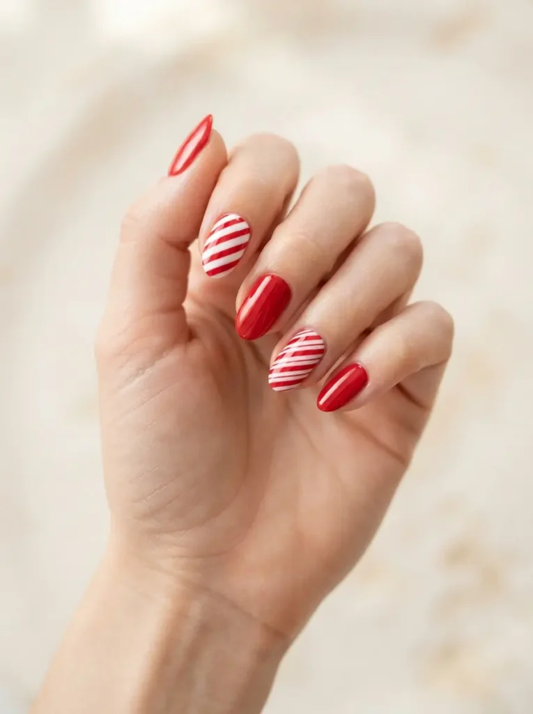 Peppermint Stripe Nails