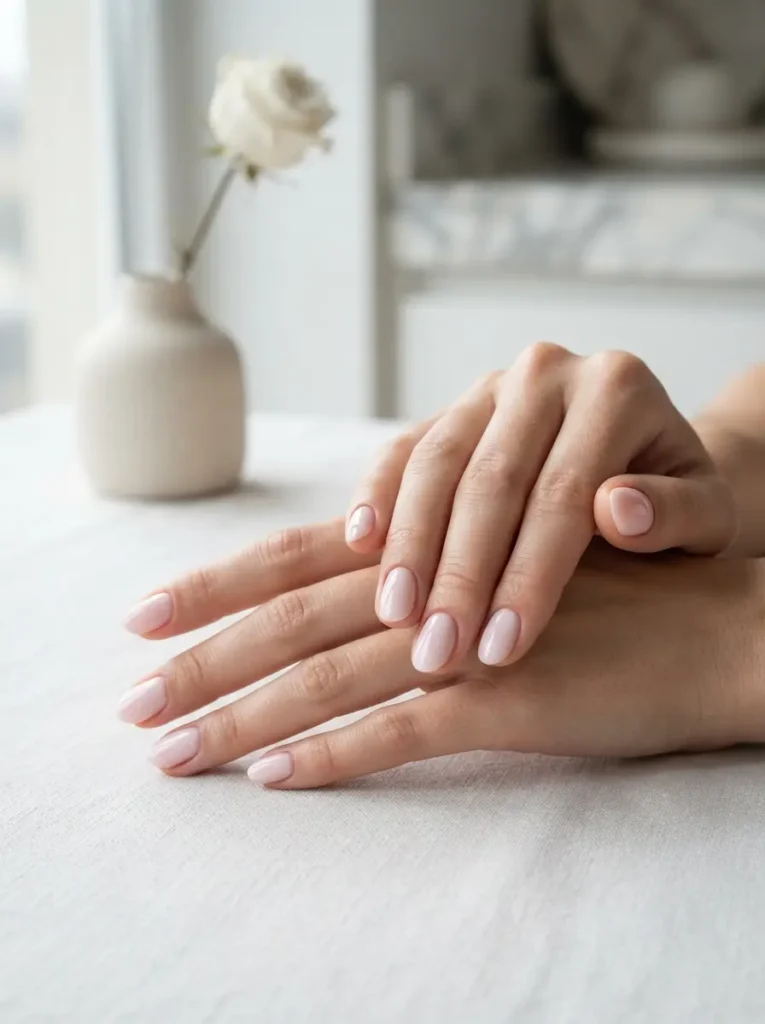 Demure Baby Pink Nails
