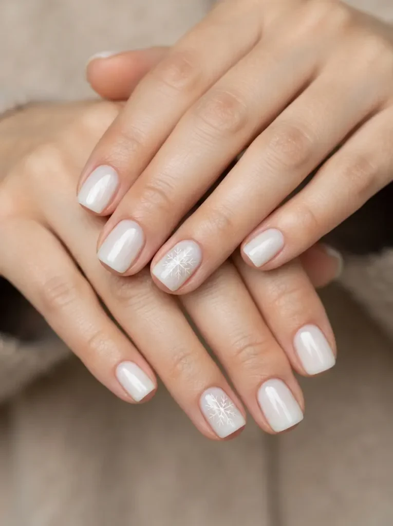  Minimal Snowflake Accent Nails