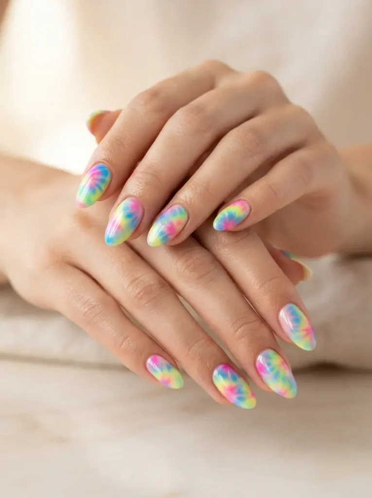 Tie-Dye Swirl Nails