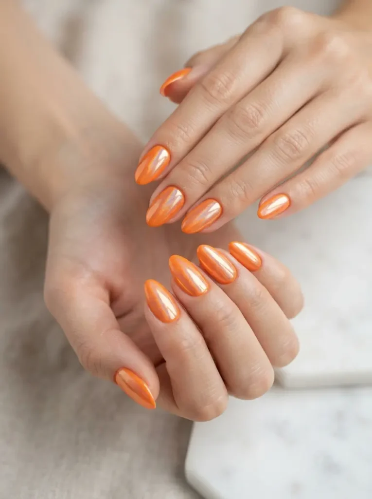Juicy Tangerine Glazed Nails
