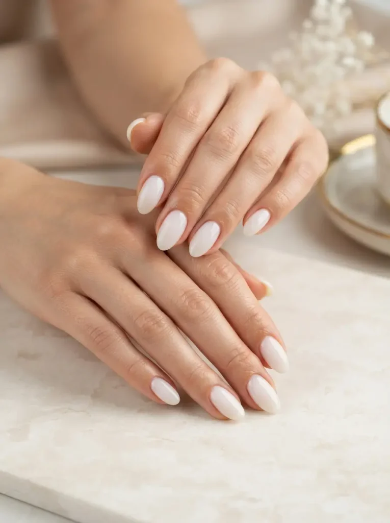 Milky White Nails