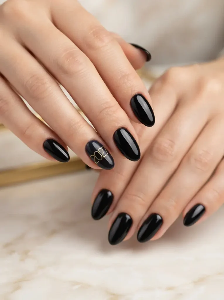 New Year Numeral Accent Nails