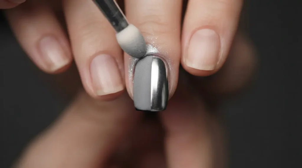 Rub the chrome powder in