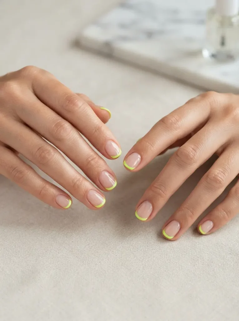 Short Neon French Nails