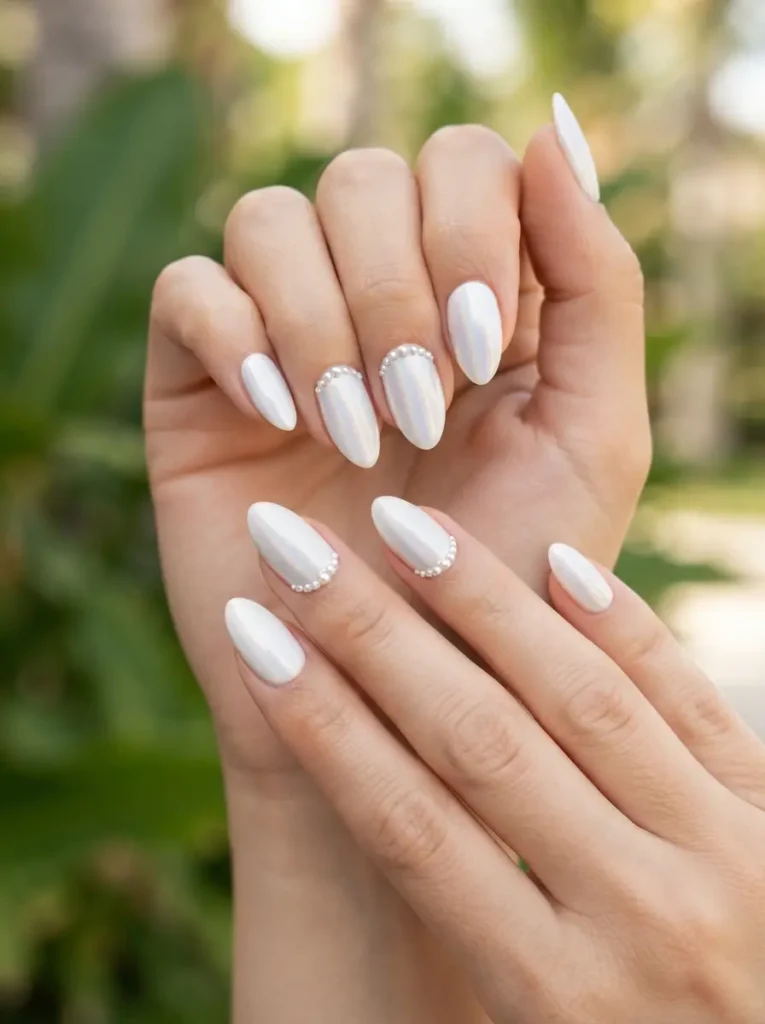 Pearl-Trimmed Tropical Nails