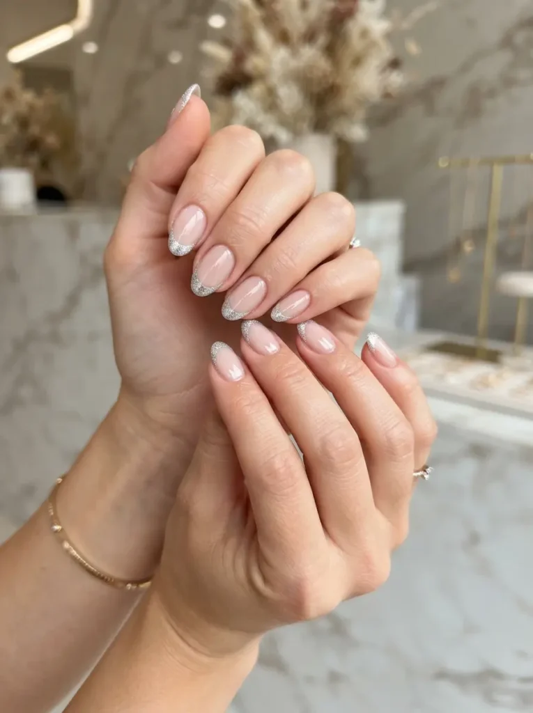 Glitter French Tips Nails