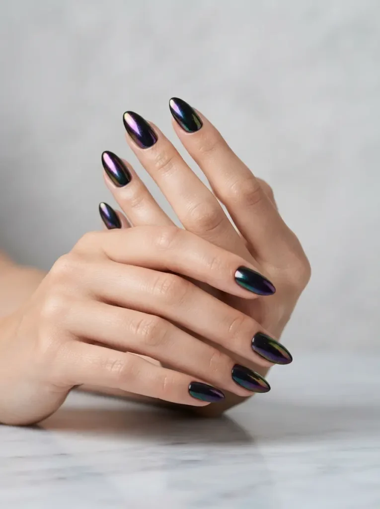 Black Chrome / Oil Slick Nails