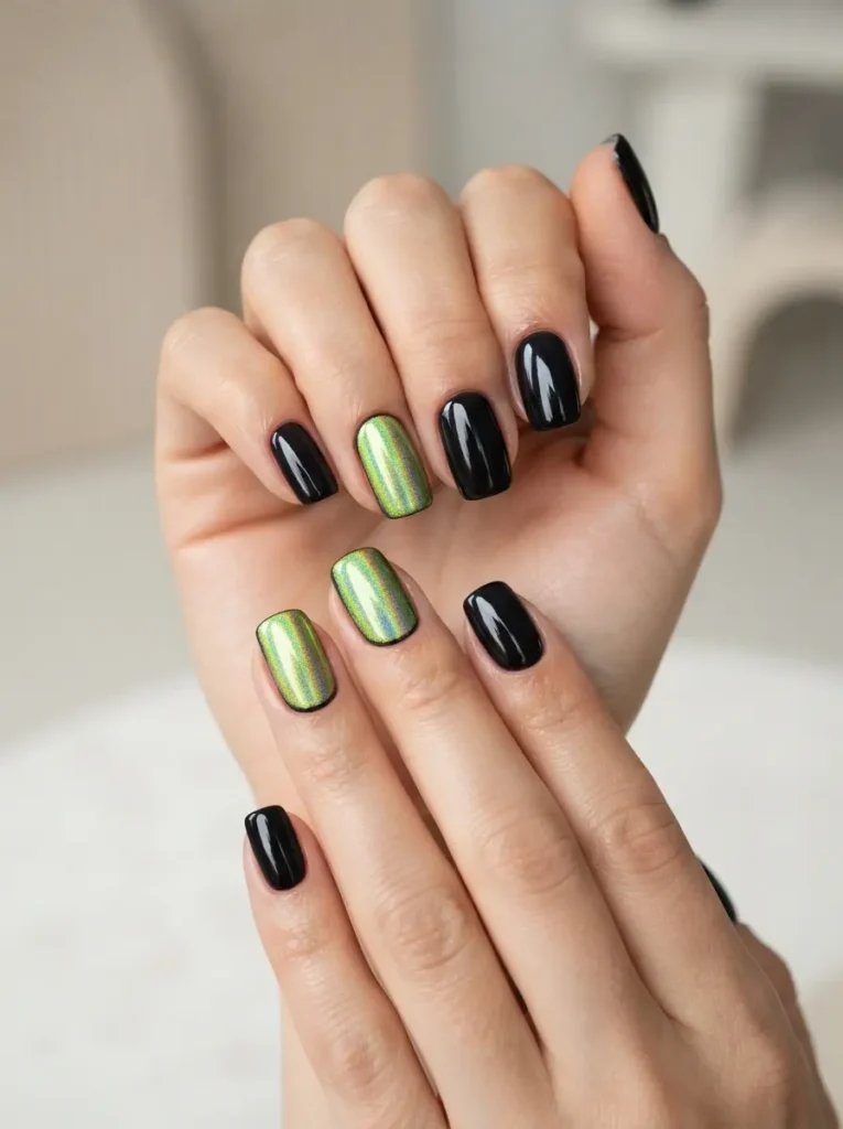 Acid Green Accent Nails