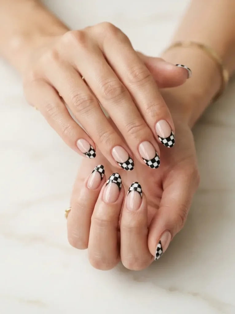 Checkerboard Tips Nails