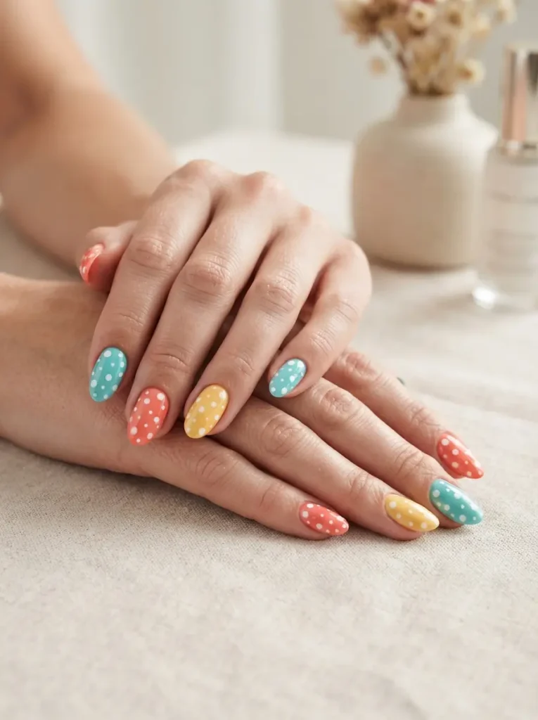 Retro Polka Dots Nails